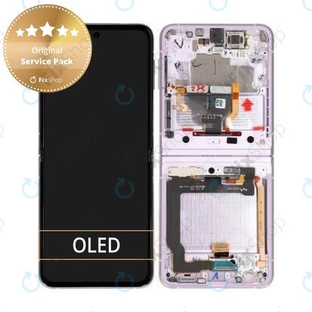 Samsung Galaxy Z Flip 3 F711B - LCD Displej + Dotykové Sklo + Rám (Lavender) - GH82-26273D, GH82-27244D Genuine Service Pack