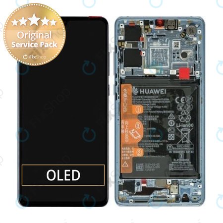 Huawei P30 - LCD Displej + Dotykové Sklo + Rám + Baterie (Breathing Crystal) - 02352NLP, 02354HMF Genuine Service Pack