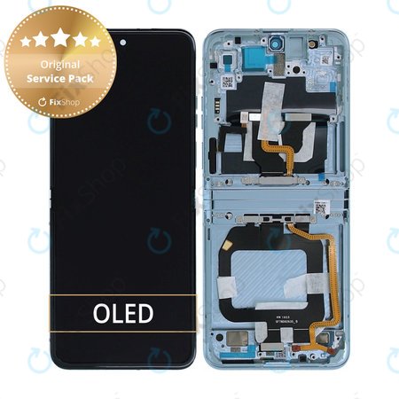 Motorola Razr 40 Ultra - LCD Displej + Dotykové Sklo + Rám (Glacier Blue) - 5D68C22597 Genuine Service Pack